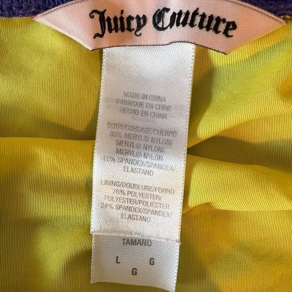 Juicy Couture Miss Divine Purple Bikini‎ with gold buttons. size Large. GUC